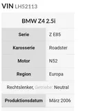 BMW Z4 E85 Kardanwelle 2,5i Antriebswelle Gelenkwelle Schaltgetriebe 7551158 N52