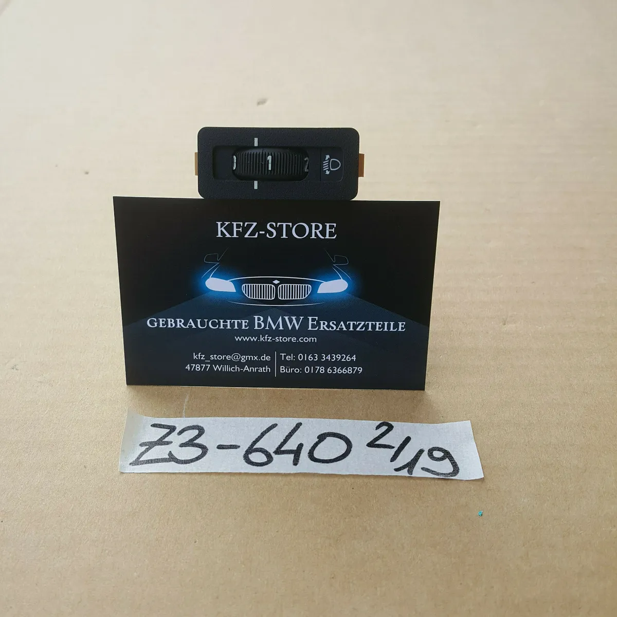 BMW Z3 Schalter Leuchtweitenregulierung LWR Scheinwerfer 8363640 + Stecker