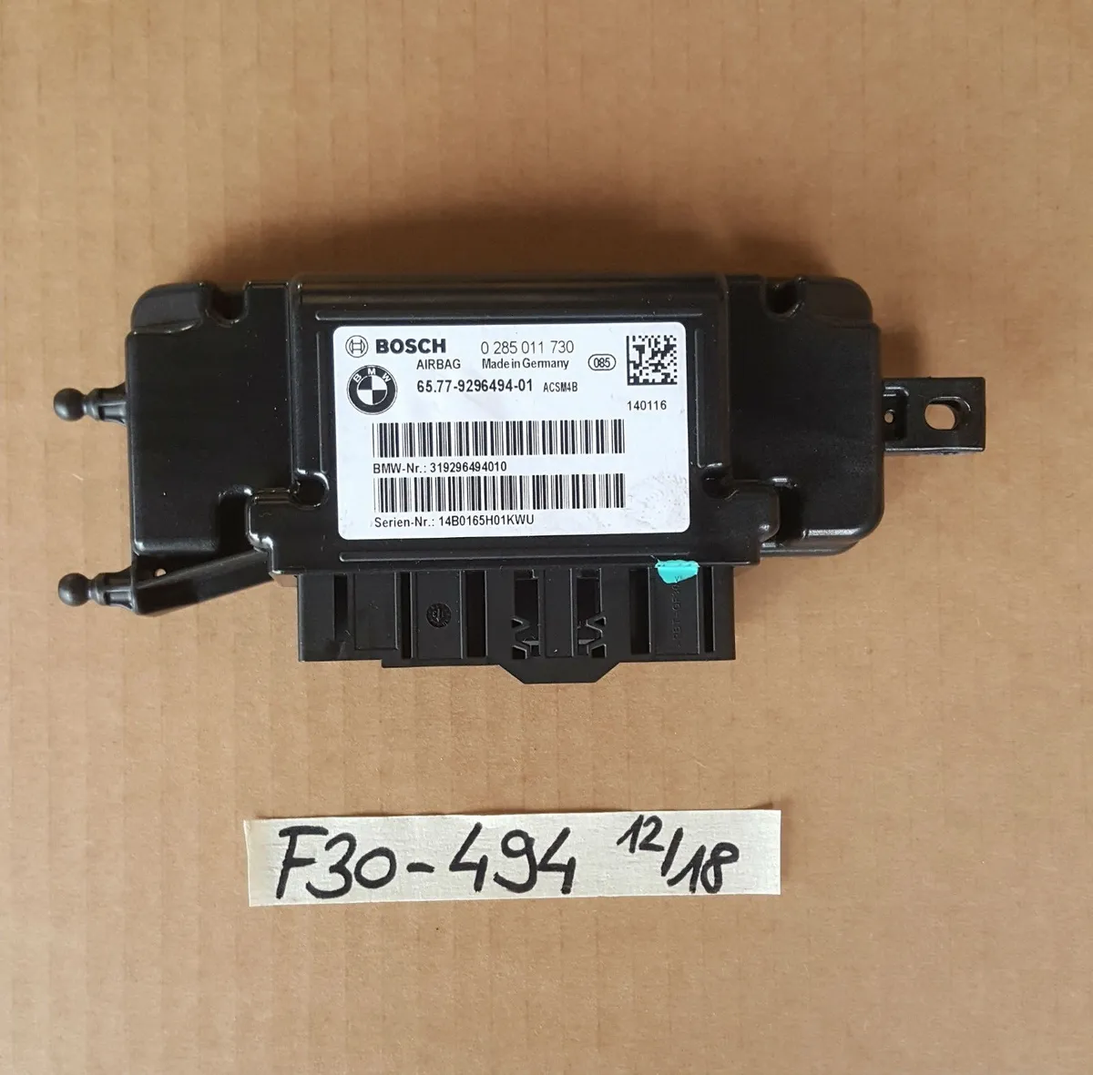 BMW F20 F21 F30 F31 F34 F35 F80 Steuergerät Airbag Modul 9296494