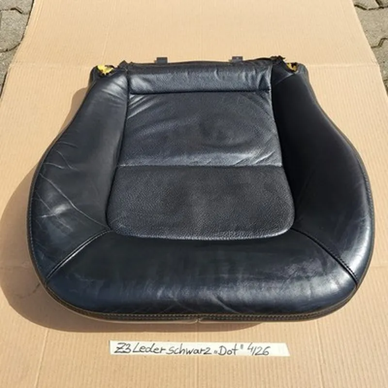 BMW Z3 Roadster Fahrer Sitz Bezug + Polster Kissen Unterteil Leder Dot schwarz