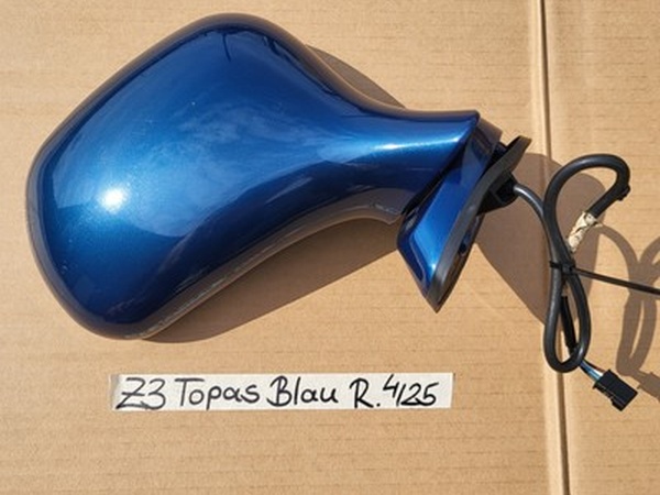 BMW Z3 Roadster Seiten Außen Spiegel Gehäuse Glas Motor RECHTS Topas Blau