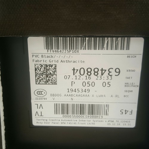 BMW F45 Tür Verkleidung VORNE LINKS Stoff Grid Anthrazit  Lichtpaket ABHOLUNG – Bild 6
