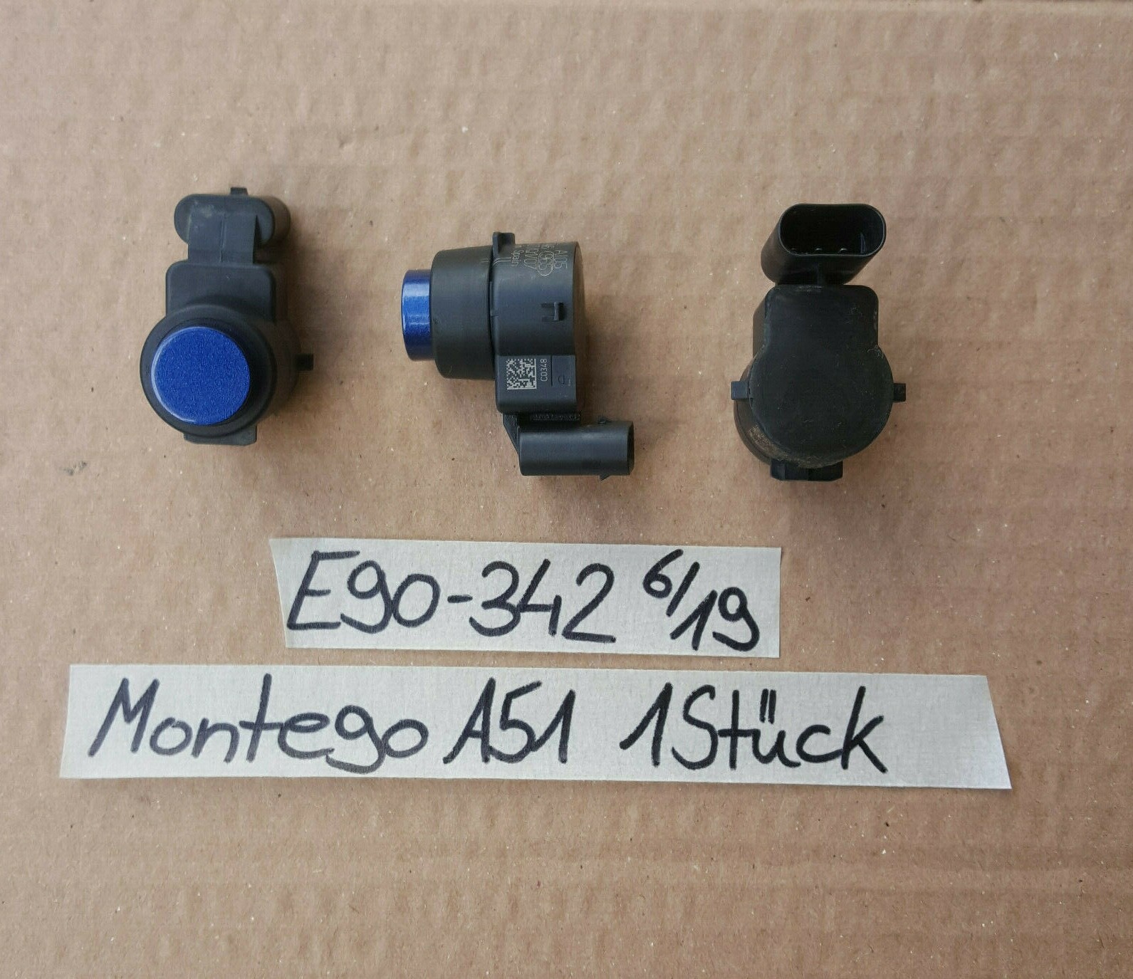 BMW E90 E91 E92 PDC Park Rückfahr Sensor Ultraschall Wandler 9114342 blau A51 – Bild 1