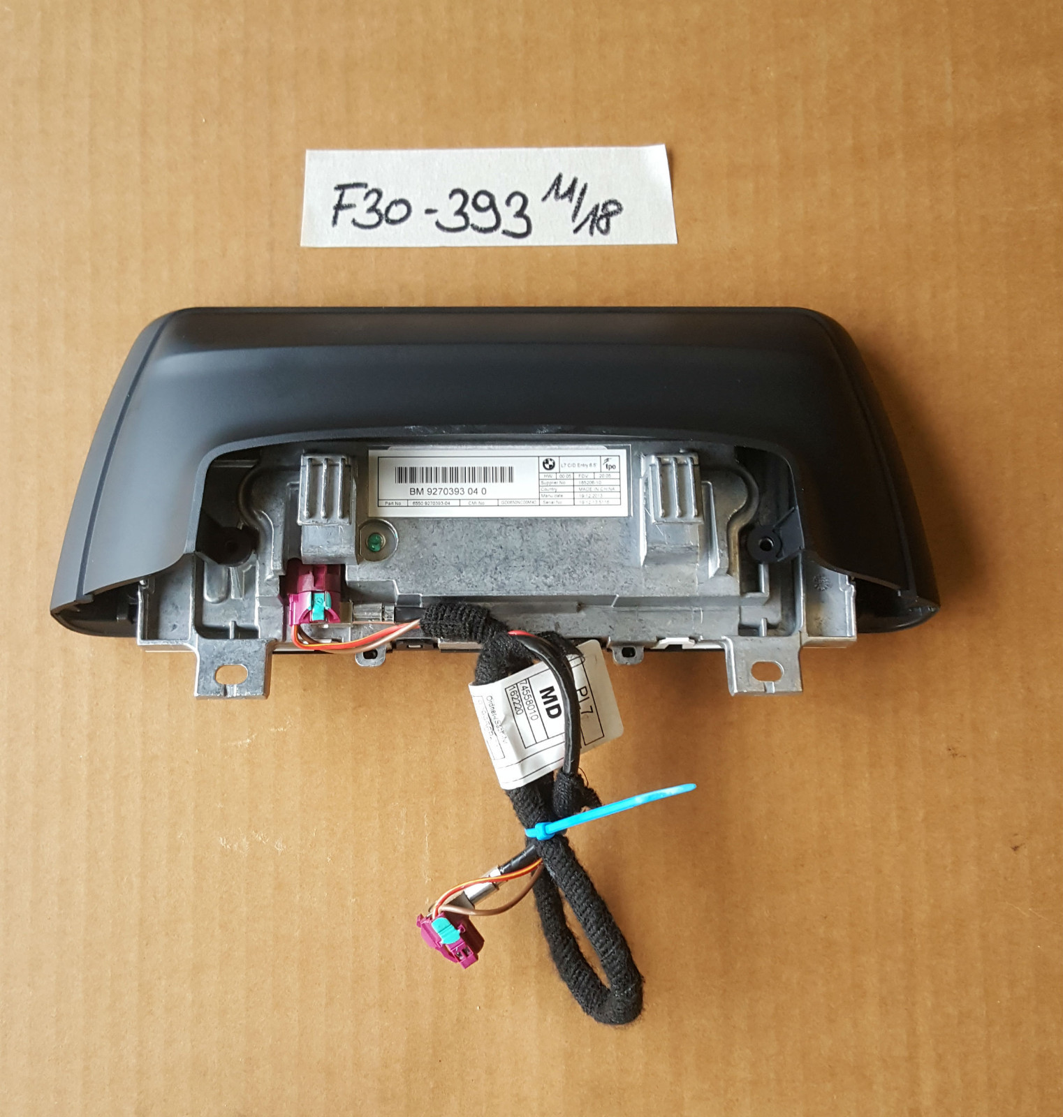BMW F30 F31 F34 F32 Centrales Informations Display 6,5 Zoll 9270393 Bord Monitor – Bild 2