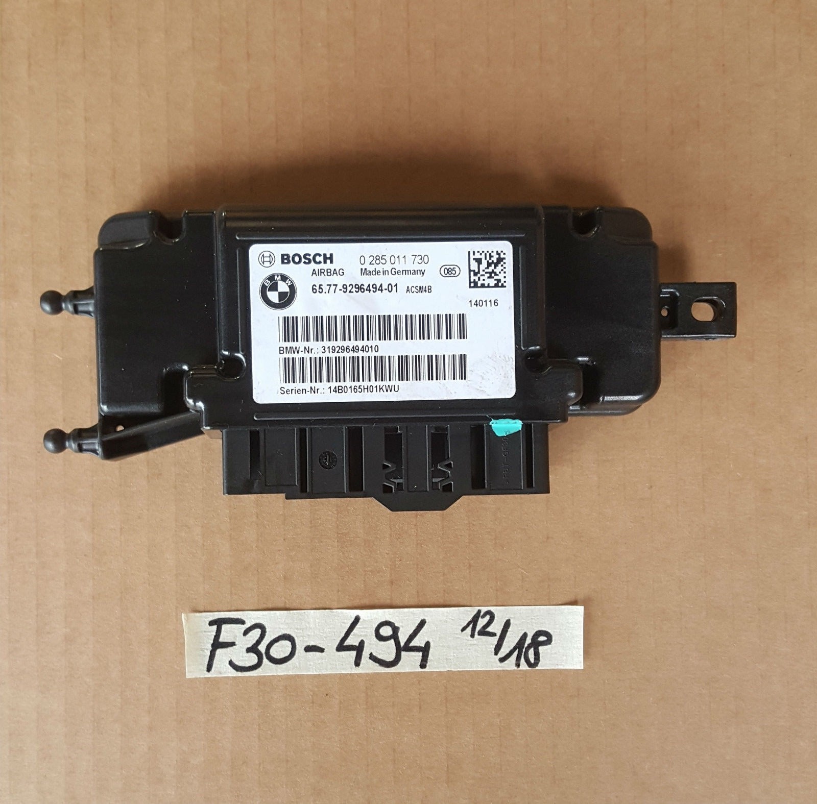 BMW F20 F21 F30 F31 F34 F35 F80 Steuergerät Airbag Modul 9296494 – Bild 1