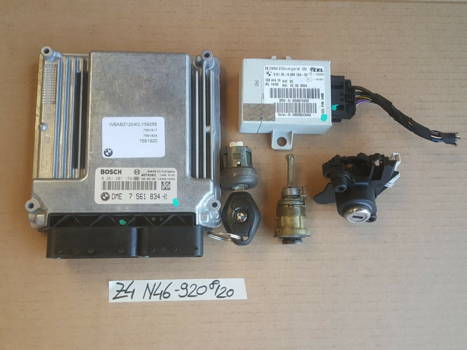 BMW Z4 E85 Steuergerät N46 Motor 7561920 EWS Modul 6988104 Zündschloss Schlüssel – Bild 1