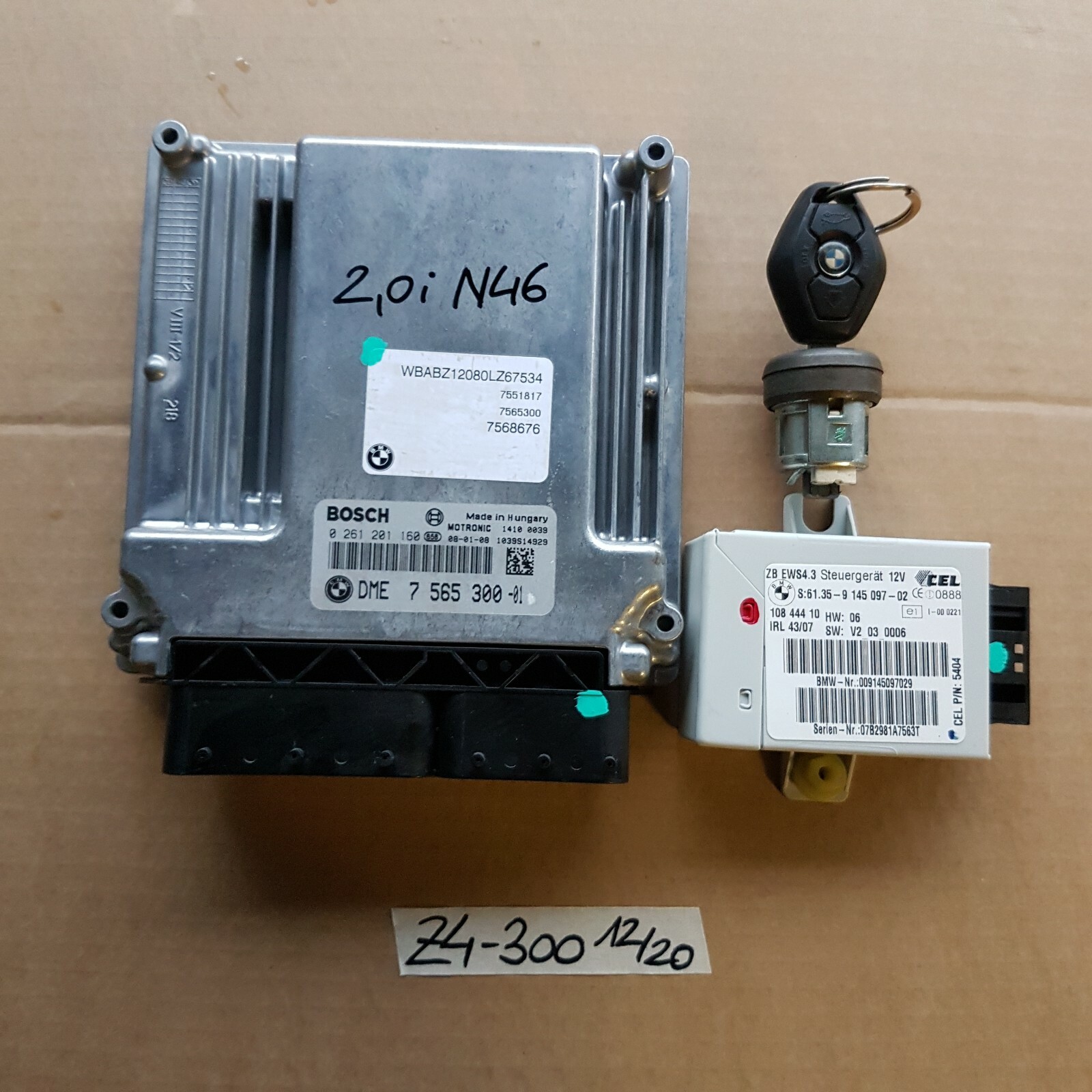 BMW Z4 E85 Motor Steuergerät DME Bosch 7565300 + EWS Modul 9145097 + Schlüssel – Bild 1