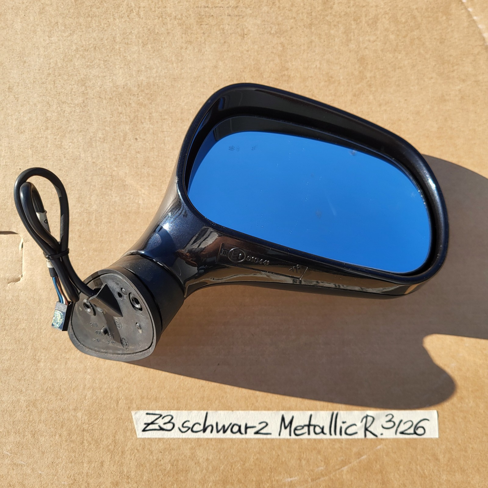 BMW Z3 Roadster + Coupe Seiten Außen Spiegel Glas Motor RECHTS Schwarz Metallic – Bild 1