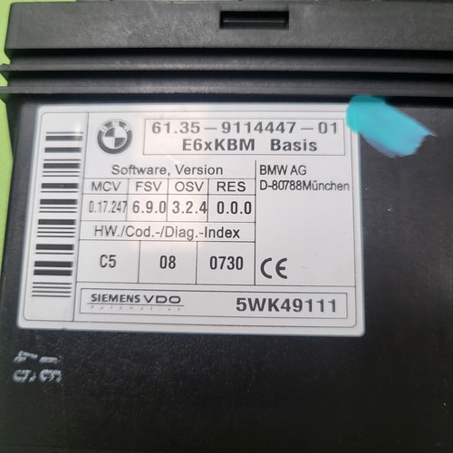 BMW E60 E61 E63 E64 Steuergerät Karosserie Gateway Modul KBM Basis  9114447