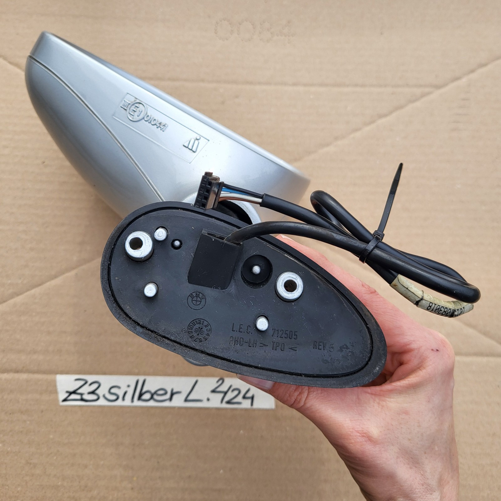 BMW Z3 Roadster Seiten Außen Spiegel Glas + Motor LINKS Titan Silber Metallic  – Bild 7