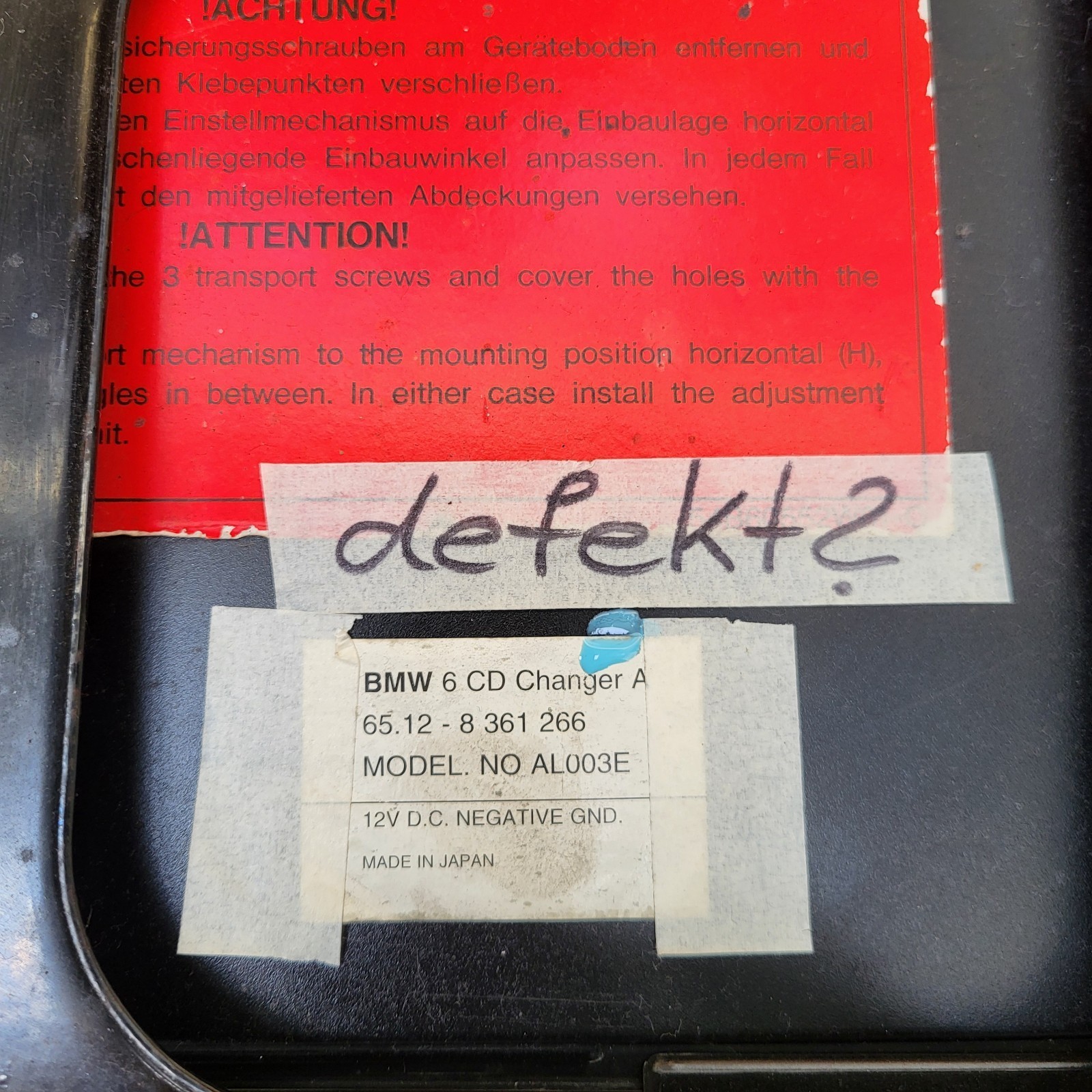 BMW Z3 Roadster Coupe CD Wechsler 8360284 + 6 Fach Magazin Changer DEFEKT