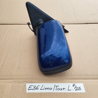 BMW E36 Limousine Touring Außen Seiten Spiegel Blau + Motor OHNE Spiegelglas – Bild 2