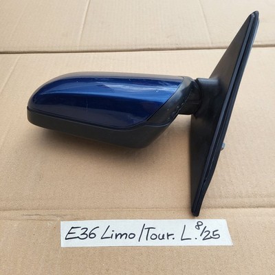 BMW E36 Limousine Touring Außen Seiten Spiegel Blau + Motor OHNE Spiegelglas – Bild 3