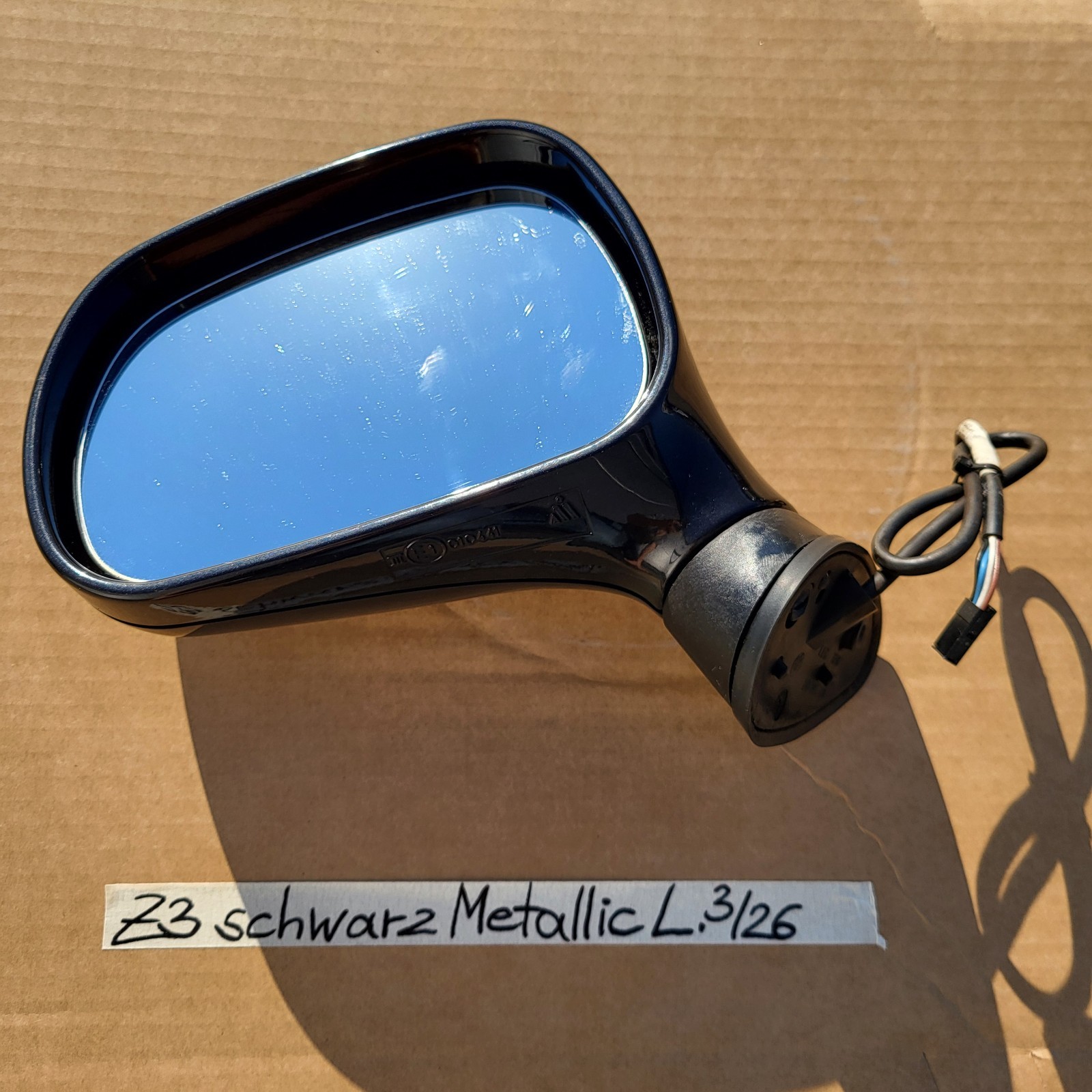 BMW Z3 Roadster + Coupe Seiten Außen Spiegel Glas Motor LINKS Schwarz Metallic – Bild 2