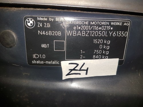 BMW Z4 E85 Heckklappe Kofferraum Klappe Heckdeckel Stratus grau 440  ABHOLUNG 