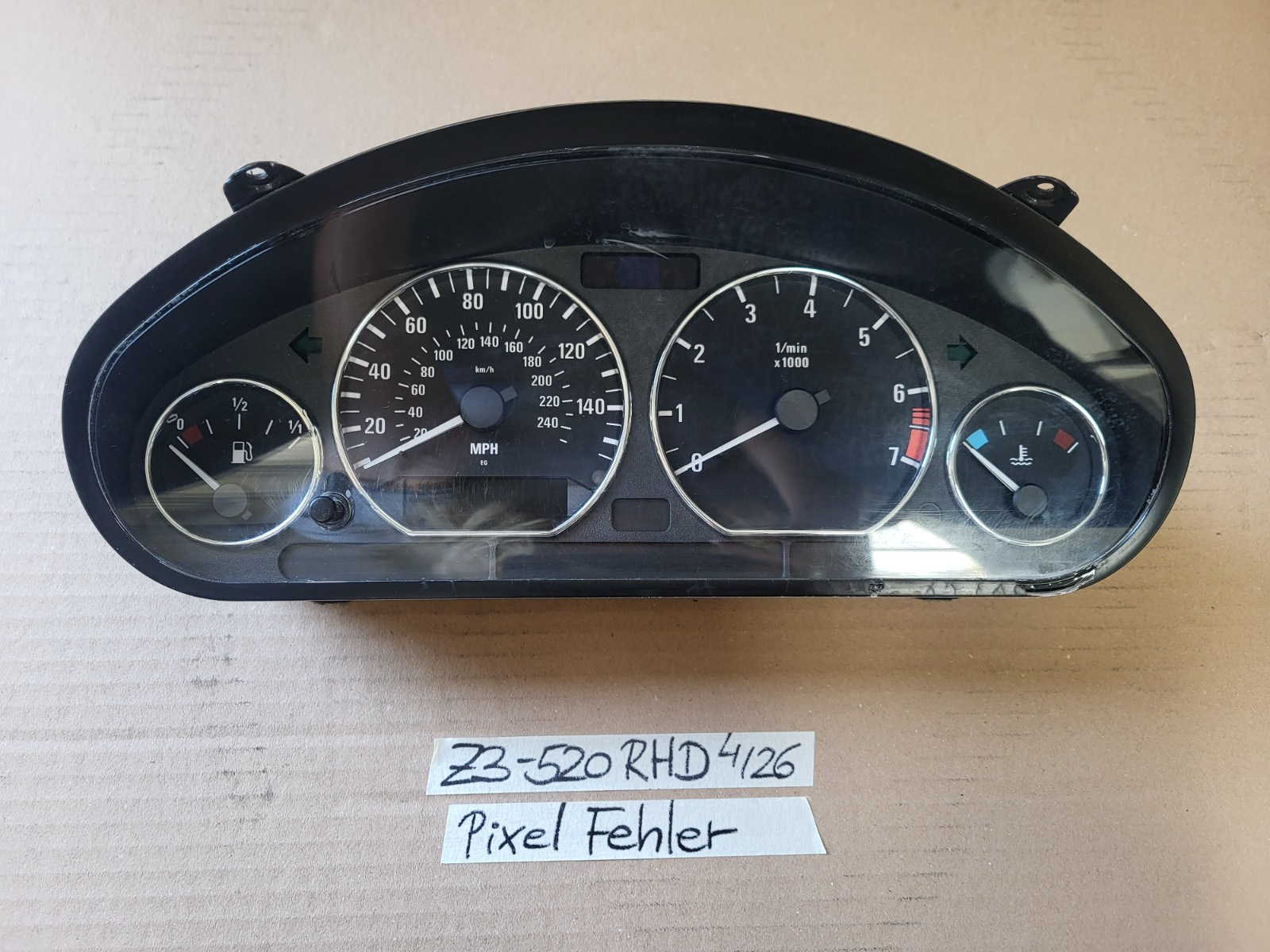 BMW Z3 Roadster Meilen Tacho Scheibe Instrument Tachometer 6901520 Pixel Fehler