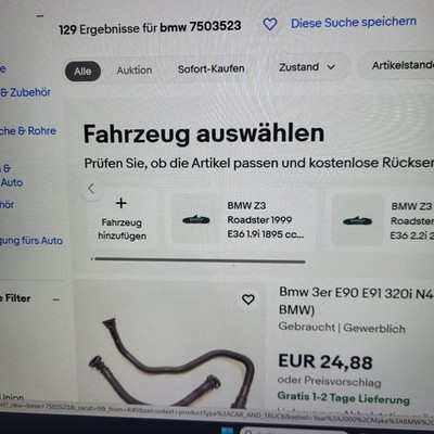 Verbindungsleitung 7503523 BMW E46 E90 E91 Z4 E85 E87 X3 E83  Schlauch N46 Motor
